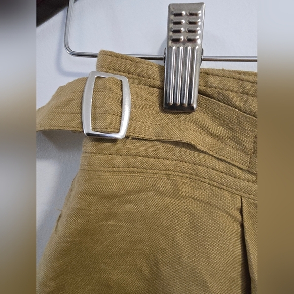 ZARA Khaki Sahara Green Linen Shorts Size S - Picture 2 of 4